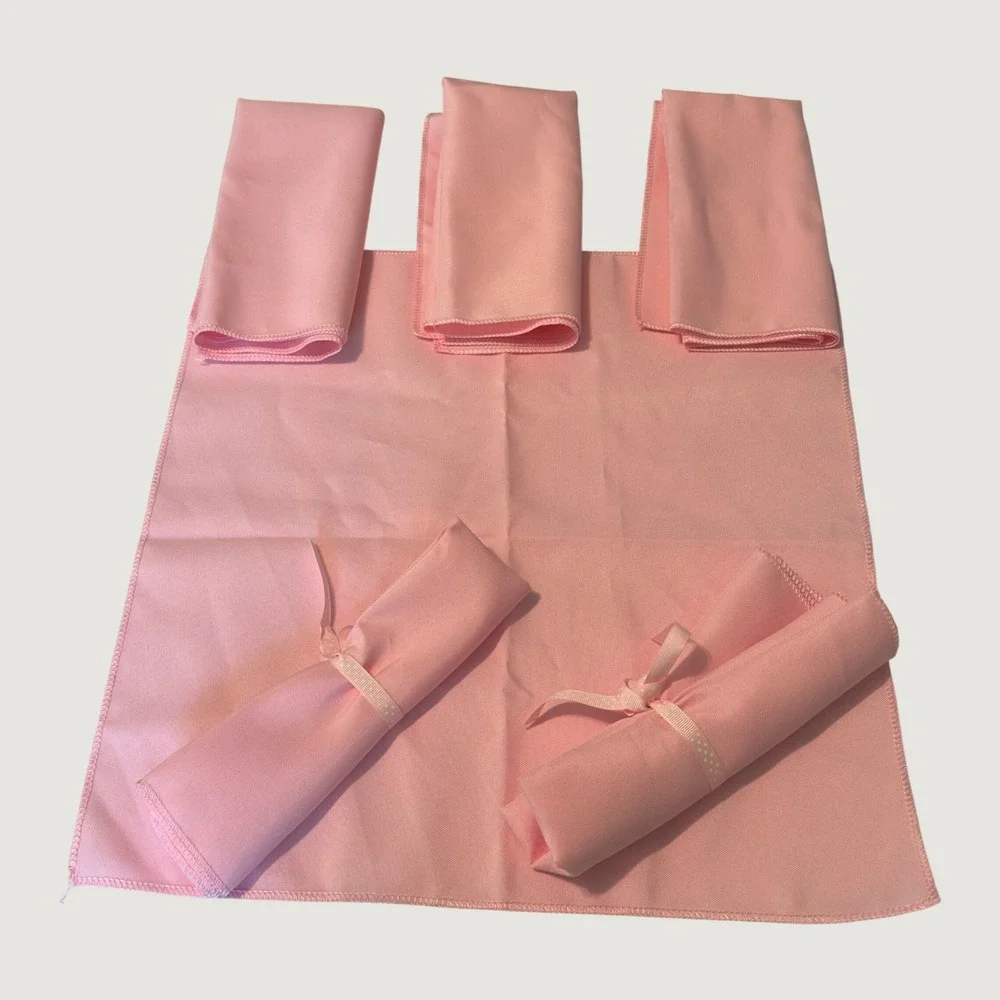 Set of 6 Pink Cloth Napkins 17x17 Square Polyester Table Linens Dinner Party